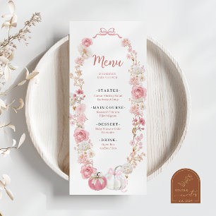 Vit och Rosa Liten Pumpa Platt Meny
