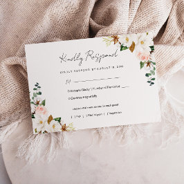 Vit och Rosa Magnolia Blommigt Bröllop OSA Kort