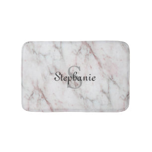 Vit och Rosa Marble Design Badrumsmatta