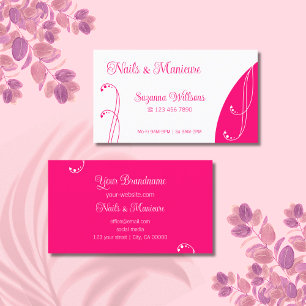 Vit och Rosa Ornamental Squiggled Ornate Visitkort