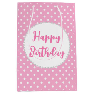 Vit och Rosa Polka dots och diamanter Födelsedag