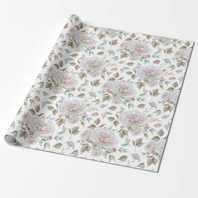 Vit och Rosa Ro-design Presentpapper (Utrullad)