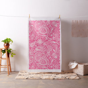 Vit och rosa vintage paisley mönster tyg