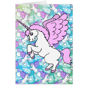 Vit- och rosaUnicorn Hälsningskort
