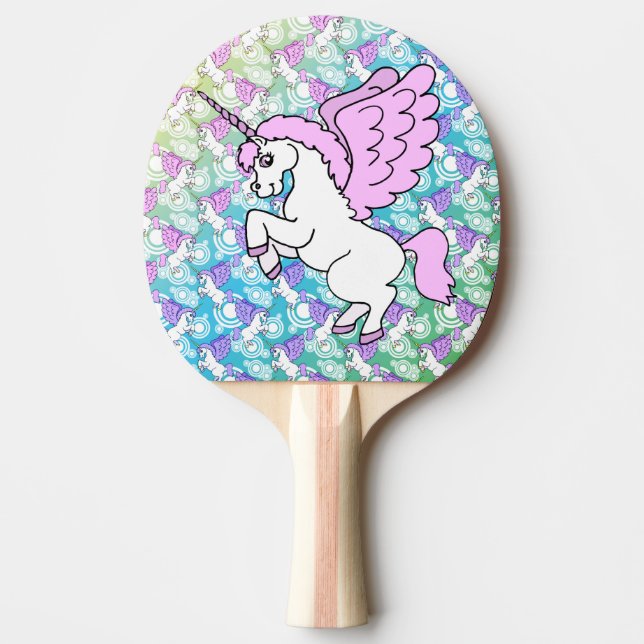 Vit- och rosaUnicorn Pingisracket (Framsidan)