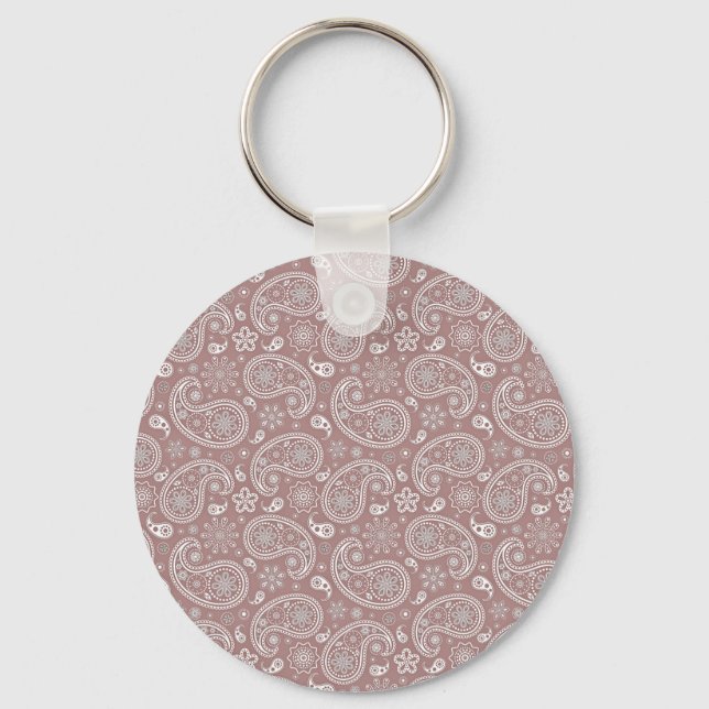 Vit och roséguld paisley nyckelring (Framsida)