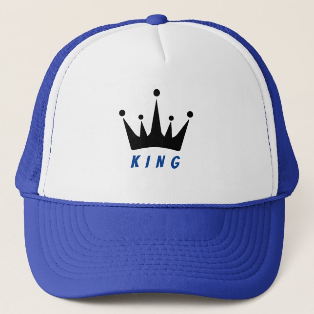 Vit och Royal KING Text Crown Bild Keps (Framsida)