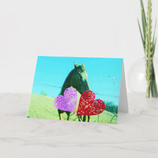 Vit och rund häst Valentine Heart Helgkort