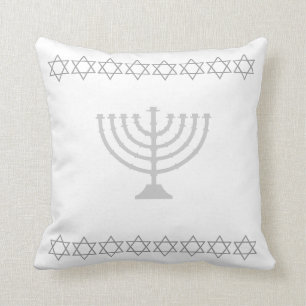 vit och SILVER GRÅTT, MENORAH- och STARS-kuddar Kudde