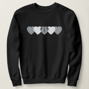 Vit och silver hjärta fotboll mörk t shirt