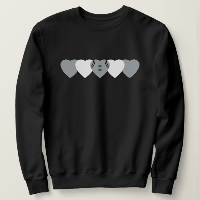 Vit och silver hjärta fotboll mörk t shirt (Design framsida)