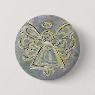 Vit och Silver Light Angel Button eller Pin Knapp