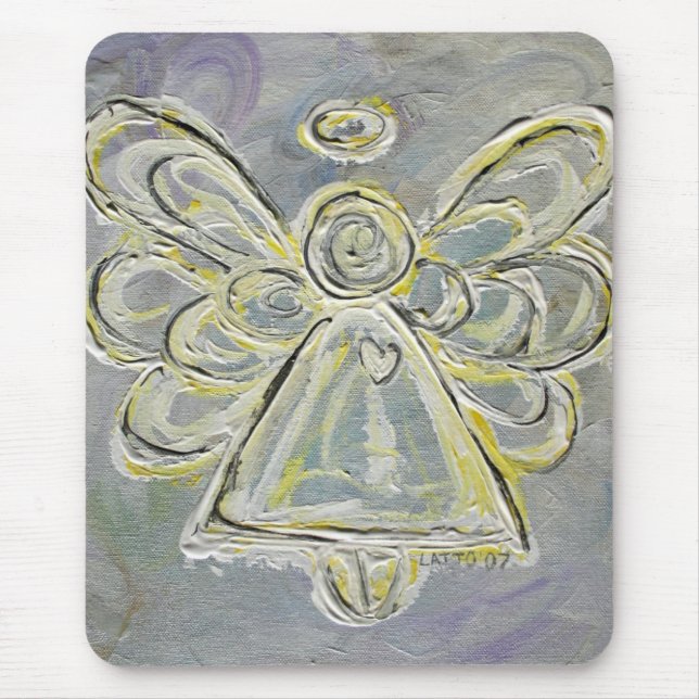 Vit och Silver Light Guardian Angel Mousepad Musmatta (Framsidan)