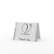 Vit och Silver Snöflinga Bröllop Tack Kort