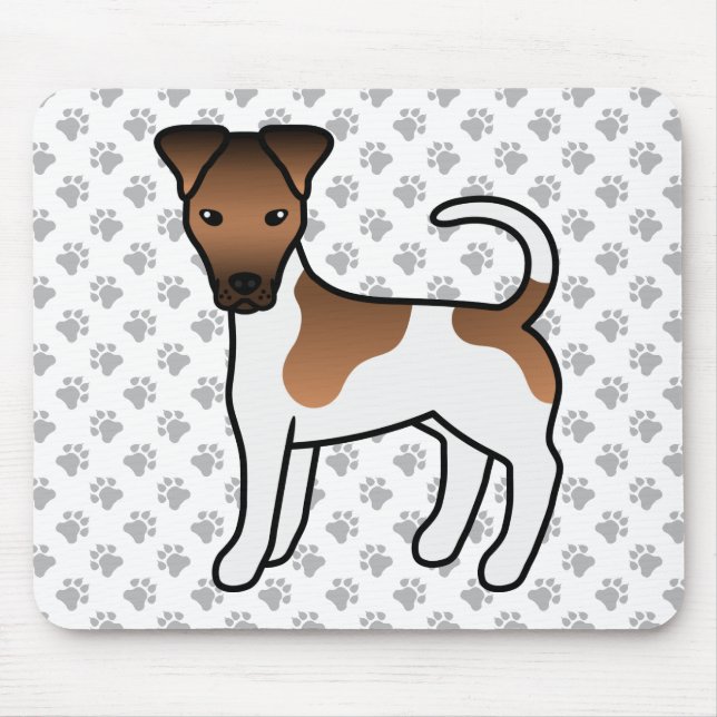 Vit och slät rävsax Terrier Cute Tecknad hund Musmatta (Framsidan)