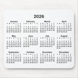 Vit och svart 2026-kalender musmatta