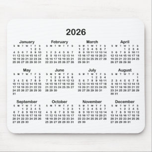 Vit och svart 2026-kalender musmatta