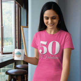 Vit och svart 50 & Fabulous Rosa T Shirt