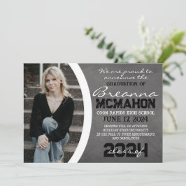 Vit och svart alkboard Studenten-meddelande Inbjudningar