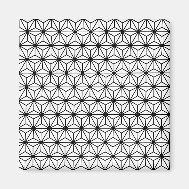 Vit och svart Art Deco stilmönster med trianglar Magnet (Framsidan)