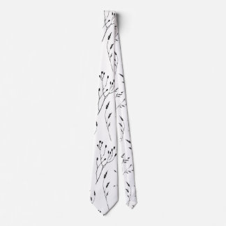 Vit och svart blommigt Blommor, naturliga, botanis Slips