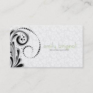 Vit och svart Blommigt för Elegant Swirl Visitkort