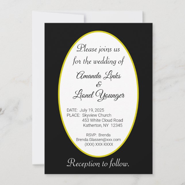 Vit och svart Bröllop Inbjudningar (Framsida)