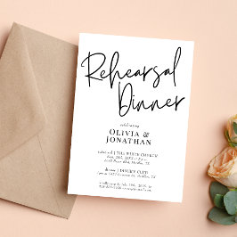 Vit och svart Bröllop-repetitionsmiddag Inbjudningar