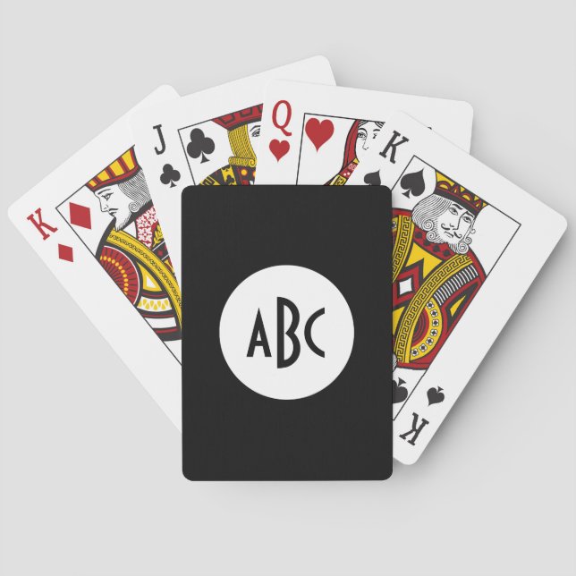 Vit och svart cirkelmonogram casinokort (Baksidan)