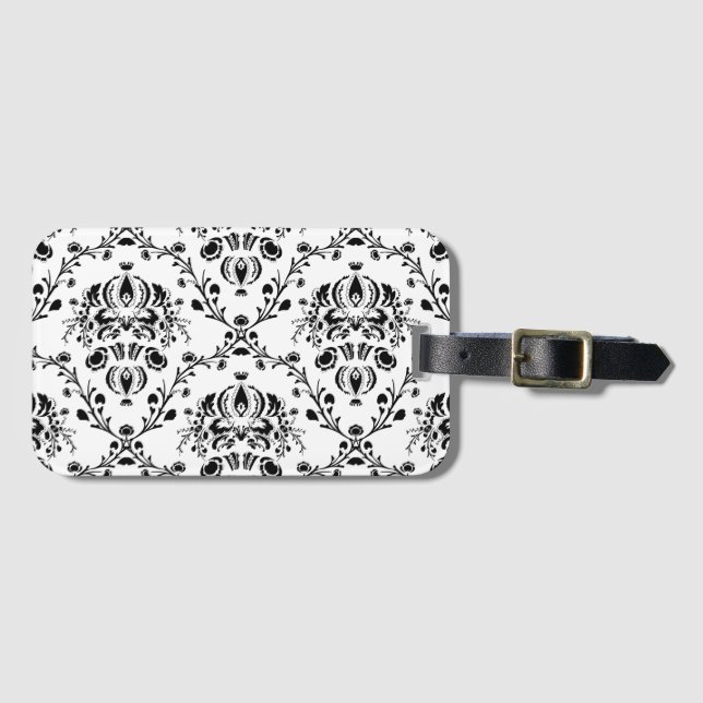 Vit och svart Damask Bagagebricka (Framsida horisontal)