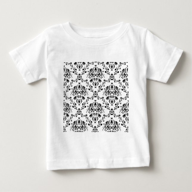 Vit och svart Damask T Shirt (Framsida)