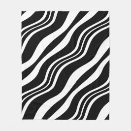 Vit och svart diagonal Vågigt Linjer Mönster Fleecefilt
