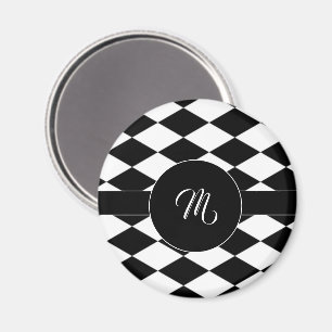 Vit och svart diamant mönster magnet