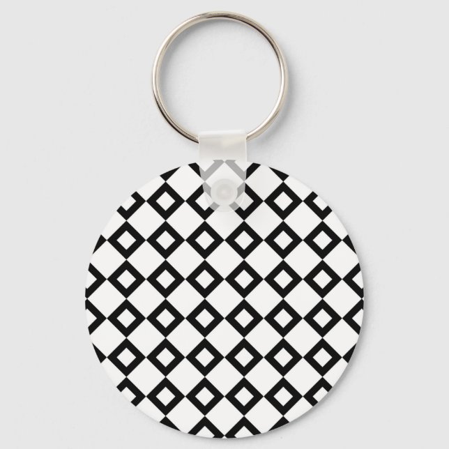 Vit och svart Diamond Mönster Nyckelring (Framsida)