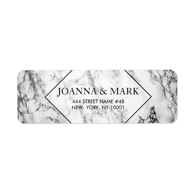 Vit och svart fläckig marmor returadress etikett (Framsidan)