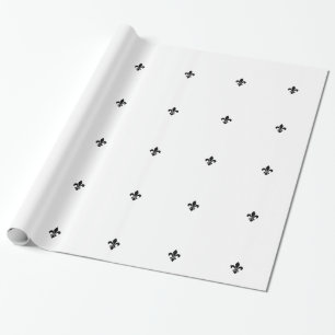 Vit och svart Fleur De Lis Wrapping papper Presentpapper