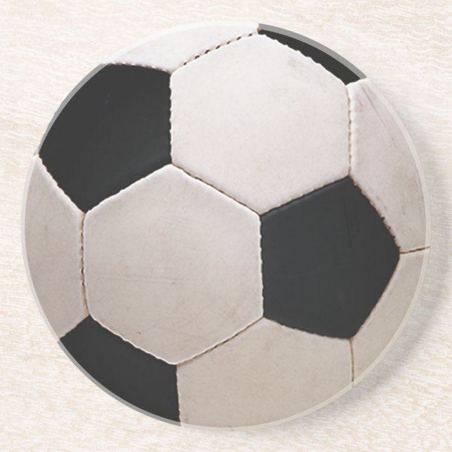 Vit och svart fotbolls-buss underlägg sandsten (Framsidan)