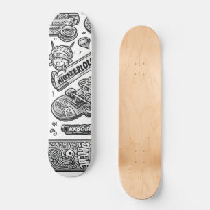 Vit och svart graffiti-design 1 mini skateboard bräda 18,5 cm