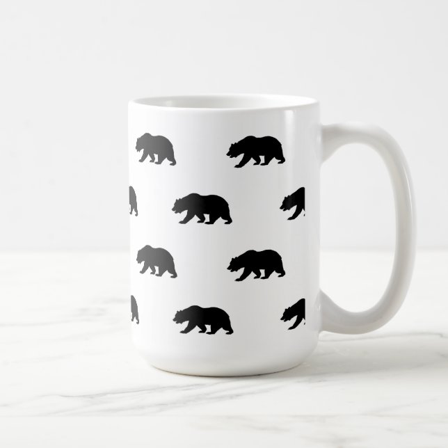 Vit och svart Grizzly Bear Mönster Kaffemugg (Höger)
