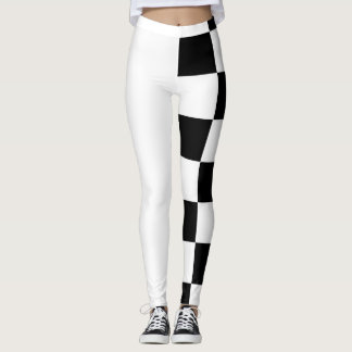 Vit och svart halv- och halvkontrollant leggings