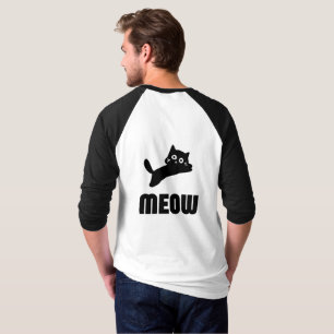 Vit och svart helärmad t-shirt med kattdesign