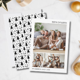 Vit och svart julfotopatfamilj julkort