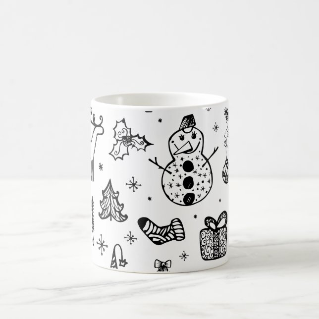 Vit och svart julkaffe Mugg (Center)
