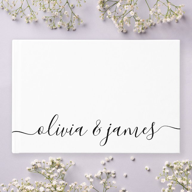 Vit och svart kalligrafi manus bröllop gästböcker (Skapare uppladdad)