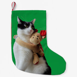 Vit och svart katt och ren jul Leksak Liten Julstrumpa