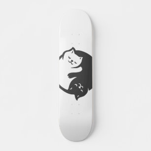Vit och svart katt Yin-Yang - Välj tillbaka färg Mini Skateboard Bräda 18,5 Cm