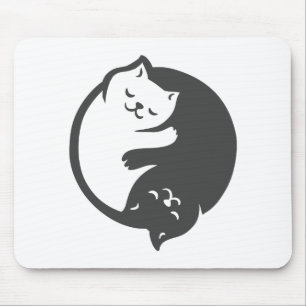 Vit och svart katt Yin-Yang - Välj tillbaka färg Musmatta