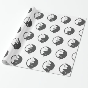 Vit och svart katt Yin-Yang - Välj tillbaka färg Presentpapper