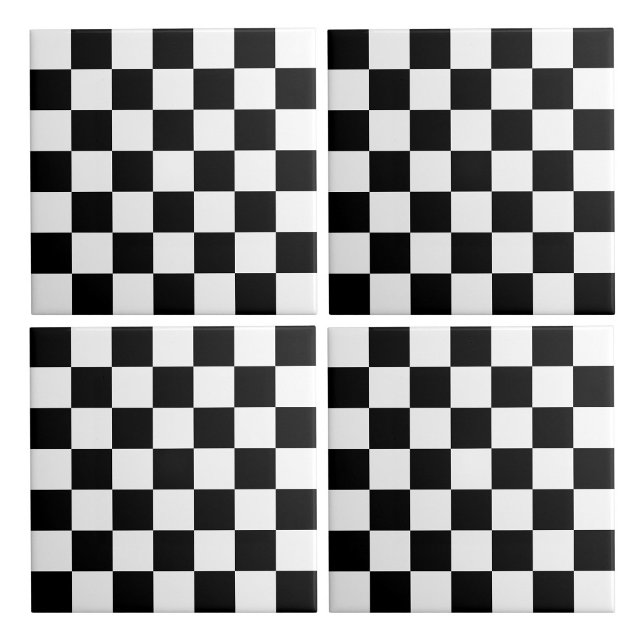 Vit och svart, kontrollerad kakelplatta (White and Black Checkered Ceramic Tiles)