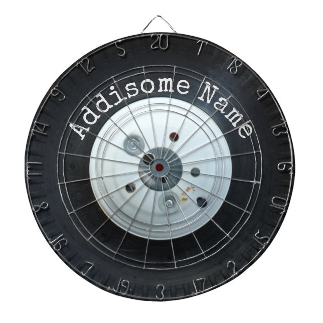 Vit och svart lastbil-hjul/bil däck darttavla (Framsidan)